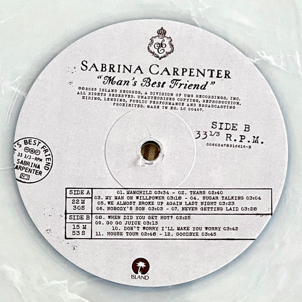 Sabrina Carpenter : Man's Best Friend (LP, Album, Whi)