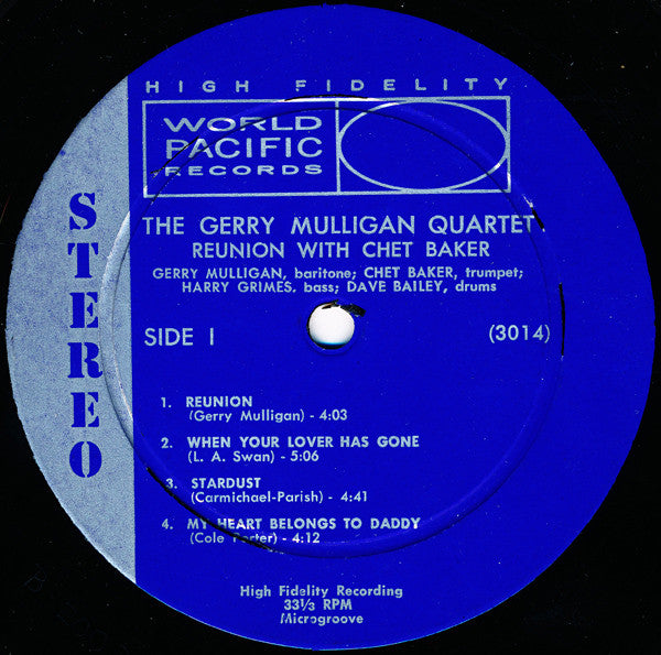 Gerry Mulligan Quartet : Reunion With Chet Baker (LP, Album)
