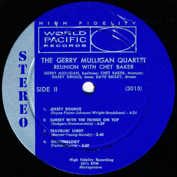 Gerry Mulligan Quartet : Reunion With Chet Baker (LP, Album)