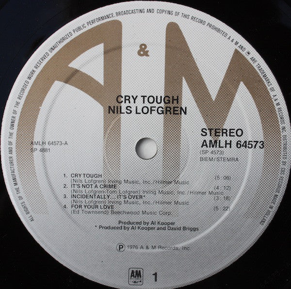 Nils Lofgren : Cry Tough (LP, Album, RE)