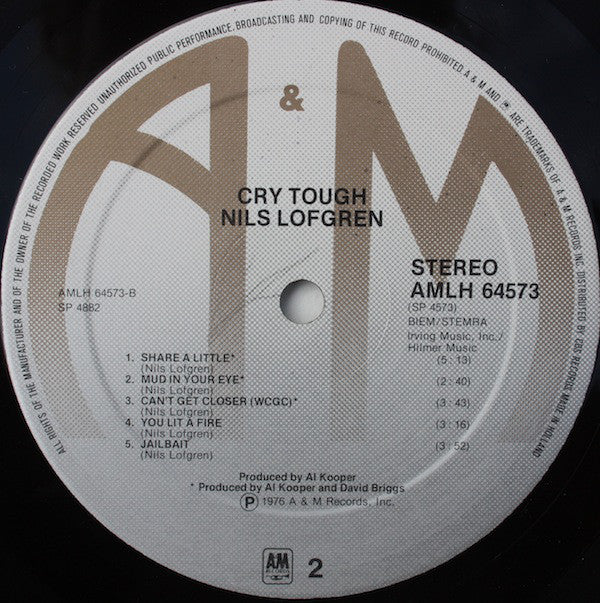 Nils Lofgren : Cry Tough (LP, Album, RE)