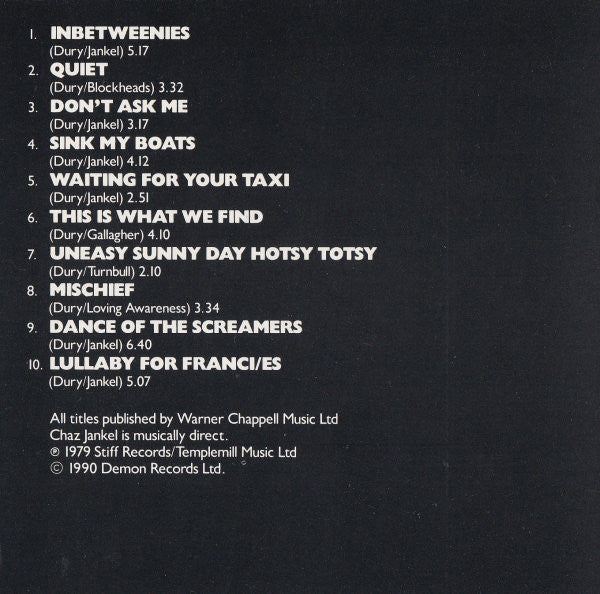 Ian Dury And The Blockheads : Do It Yourself (CD, Album, RE)