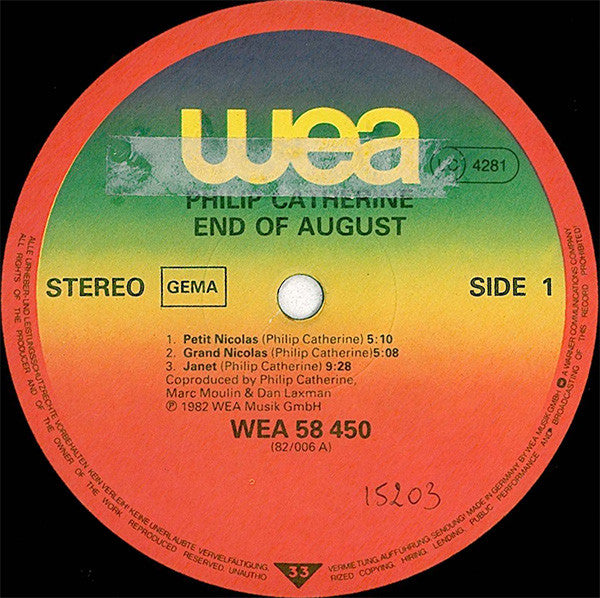 Philip Catherine : End Of August (LP, Album)
