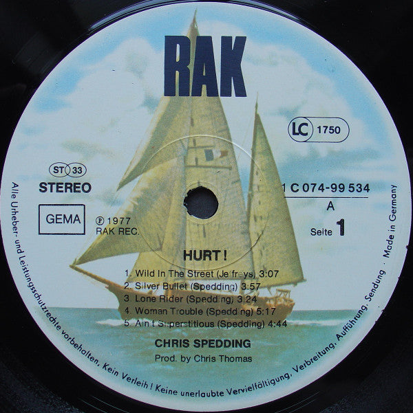 Chris Spedding : Hurt (LP, Album, RE)