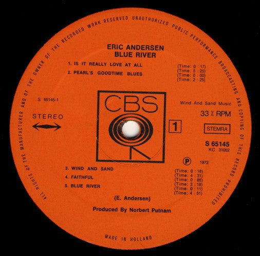 Eric Andersen (2) : Blue River (LP, Album)