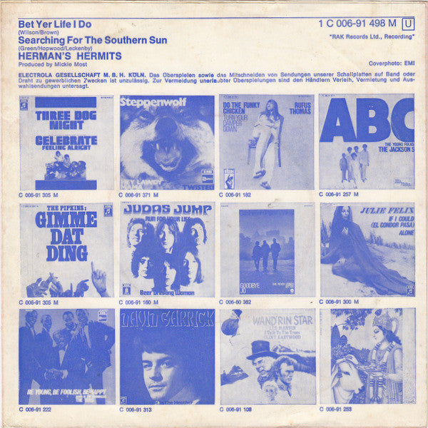 Herman's Hermits : Bet Yer Life I Do (7", Single, Mono)