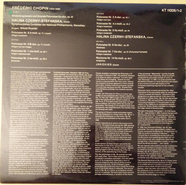 Halina Czerny-Stefańska, Frédéric Chopin, Orkiestra Symfoniczna Filharmonii Narodowej, Witold Rowicki : Chopin Polonaisen (2xLP, Album)