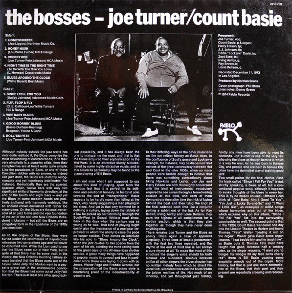 Count Basie / Big Joe Turner : The Bosses (LP, Album)