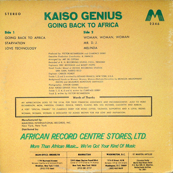 Kaiso Genius : Going Back To Africa (LP, Album)