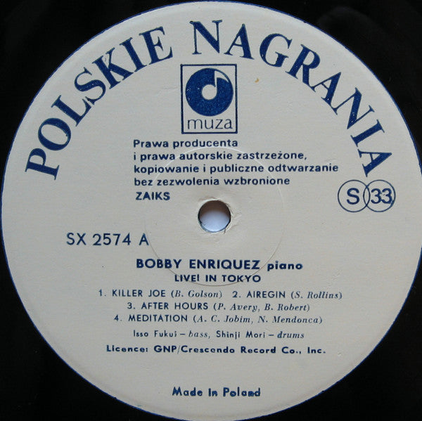 Bobby Enriquez : Live! In Tokyo (LP, Album, RE)