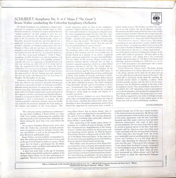 Bruno Walter conducts Franz Schubert, Columbia Symphony Orchestra : Symphony In C Major "The Great" (LP)