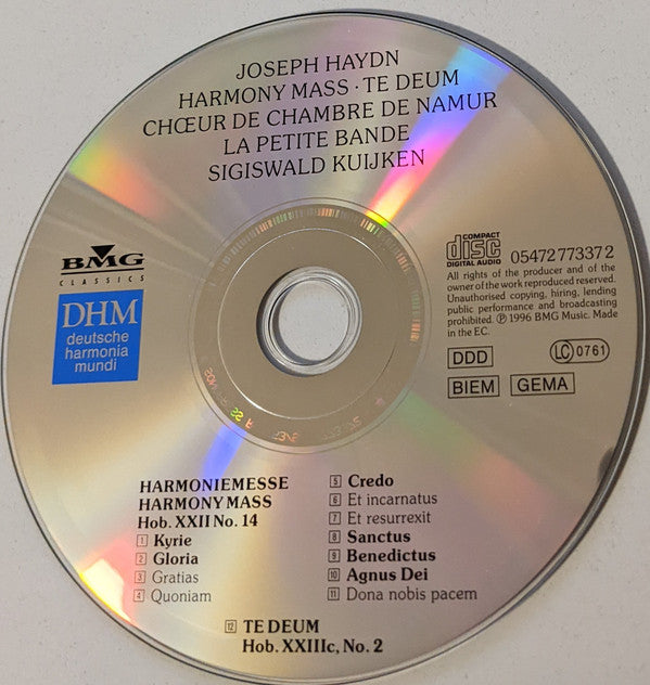 Joseph Haydn, La Petite Bande, Sigiswald Kuijken, Sandra Piau, Monica Groop, Christoph Prégardien, Harry van der Kamp, Choeur De Chambre De Namur : Harmoniemesse - Te Deum (CD, Album)