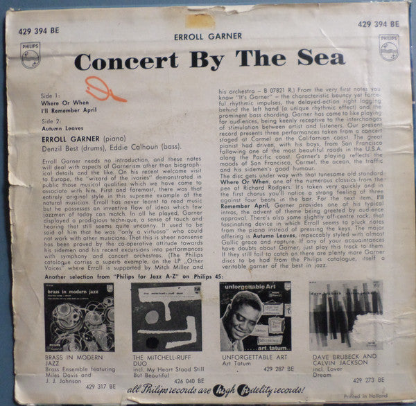 Erroll Garner : Concert By The Sea (7", EP, Mono)