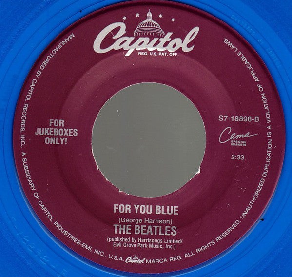 The Beatles : The Long And Winding Road (7", Single, Jukebox, RE, Blu)