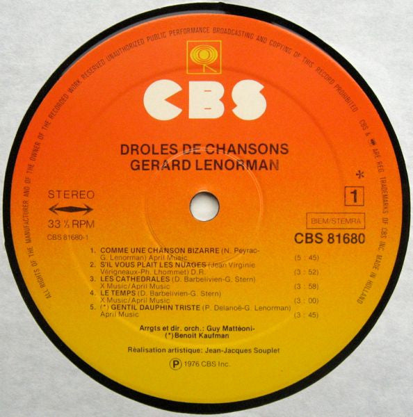 Gérard Lenorman : Drôles De Chansons (LP, Album, Gat)