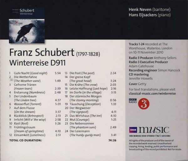 Franz Schubert, Henk Neven, Hans Eijsackers : Winterreise (CD, Album)