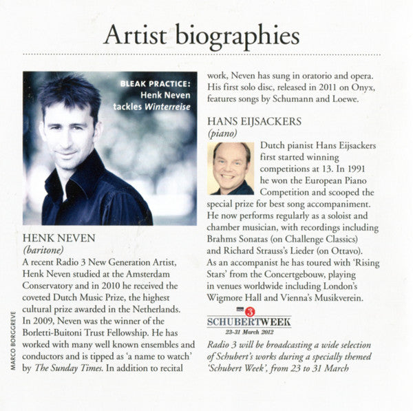 Franz Schubert, Henk Neven, Hans Eijsackers : Winterreise (CD, Album)