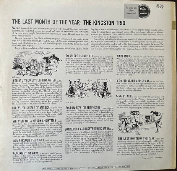 Kingston Trio : The Last Month Of The Year (LP, Album, Scr)