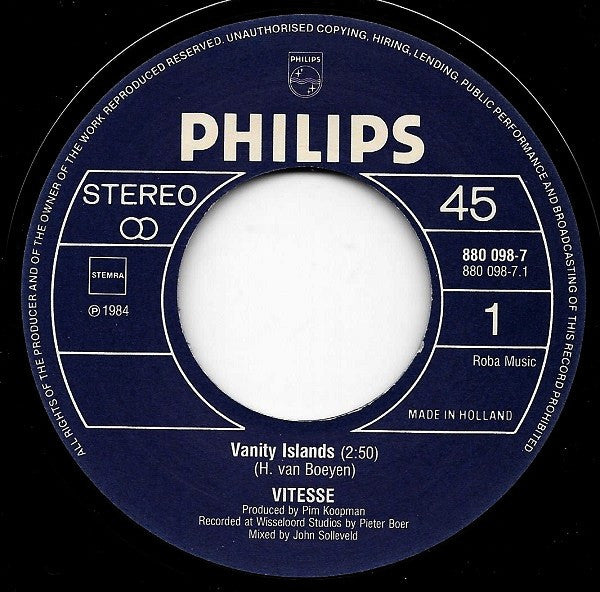 Vitesse (2) : Vanity Islands (7", Single)