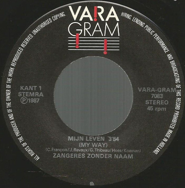 Zangeres Zonder Naam : Mijn Leven (My Way) (7", Single)