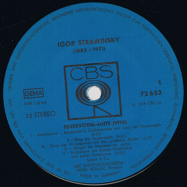 Pierre Boulez, BBC Symphony Orchestra : Igor Strawinsky: Feuervogel-Suite / Béla Bartók: Musik Für Saiteninstrumente, Schlagzeug Und Celesta (LP)