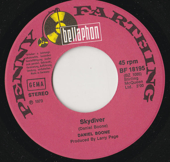 Daniel Boone : Skydiver (7", Single)
