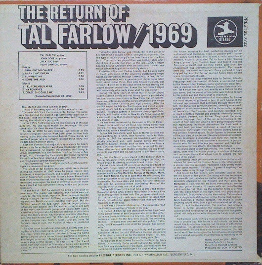 Tal Farlow : The Return Of Tal Farlow / 1969 (LP, Album)