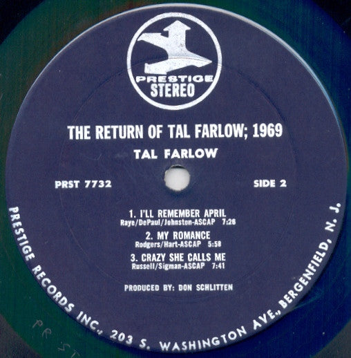 Tal Farlow : The Return Of Tal Farlow / 1969 (LP, Album)