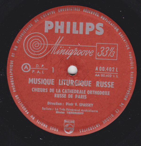 Choeurs Russes De La Cathédrale Saint Alexandre Nevsky, Paris, Piotr V. Spassky : Musique Liturgique Russe (LP, Mono, Gat)