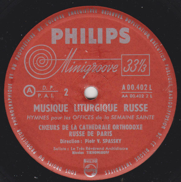 Choeurs Russes De La Cathédrale Saint Alexandre Nevsky, Paris, Piotr V. Spassky : Musique Liturgique Russe (LP, Mono, Gat)