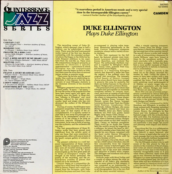 Duke Ellington : Plays Duke Ellington (LP, Comp, Mono)