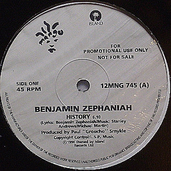 Benjamin Zephaniah : History (12", Promo)