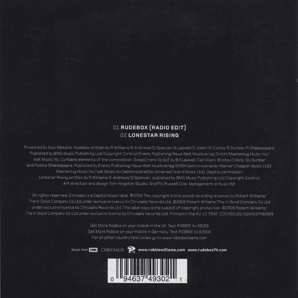 Robbie Williams : Rudebox (CD, Single, Car)