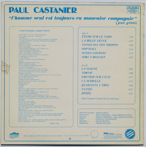 Paul Castanier : L'homme Seul Est Toujours En Mauvaise Compagnie (LP, Album)