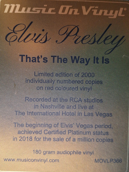 Elvis* : That's The Way It Is (LP, Album, Ltd, Num, RE, 180)