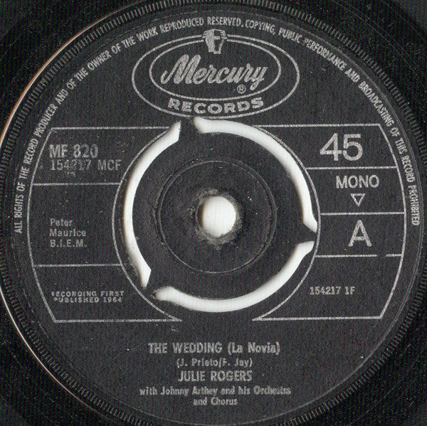Julie Rogers : The Wedding (La Novia) / The Love Of A Boy (7", Single, Mono)