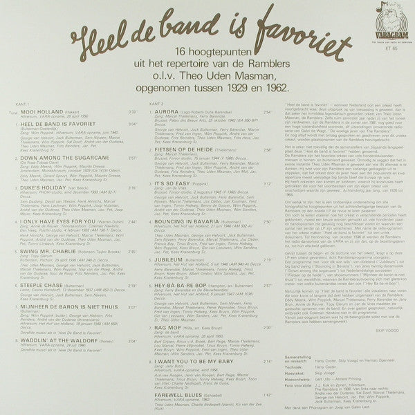 The Ramblers o.l.v. Theo Uden Masman : Heel De Band Is Favoriet (LP, Comp)