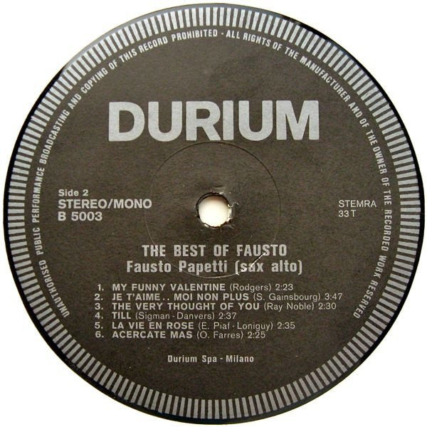 Fausto Papetti : The Best Of Fausto (LP, Comp)