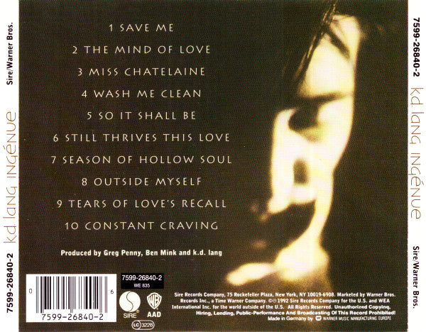 k.d. lang : Ingénue (CD, Album, RP)