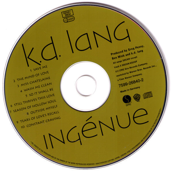 k.d. lang : Ingénue (CD, Album, RP)