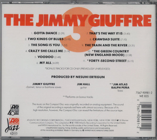 The Jimmy Giuffre Trio : The Jimmy Giuffre 3 (CD, Album, RE)