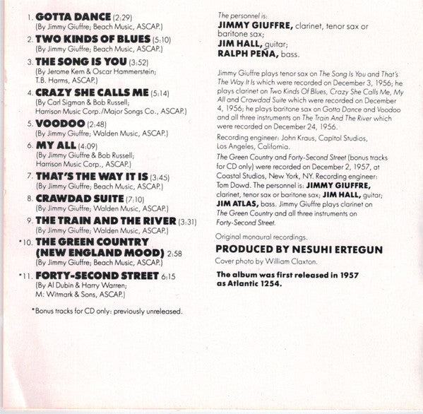The Jimmy Giuffre Trio : The Jimmy Giuffre 3 (CD, Album, RE)