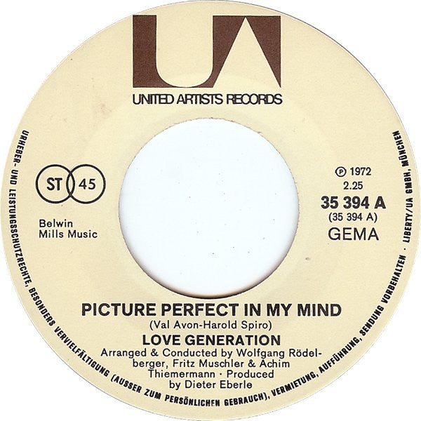 Love Generation : Picture Perfect In My Mind (7", Single)