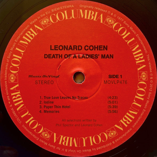 Leonard Cohen : Death Of A Ladies' Man (LP, Album, RE)