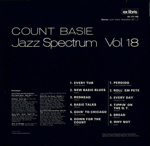 Count Basie : Jazz Spectrum Vol. 18 (LP, Comp, RE)