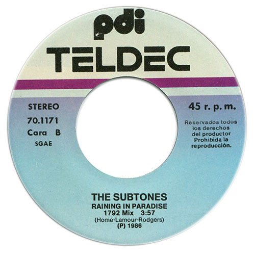 The Subtones : Raining In Paradise (7", Single, Promo)