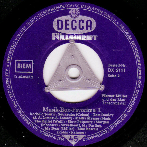 Werner Müller Und Das RIAS Tanzorchester : Music-Box-Favoriten Nr. 1 (7", EP, Mono)