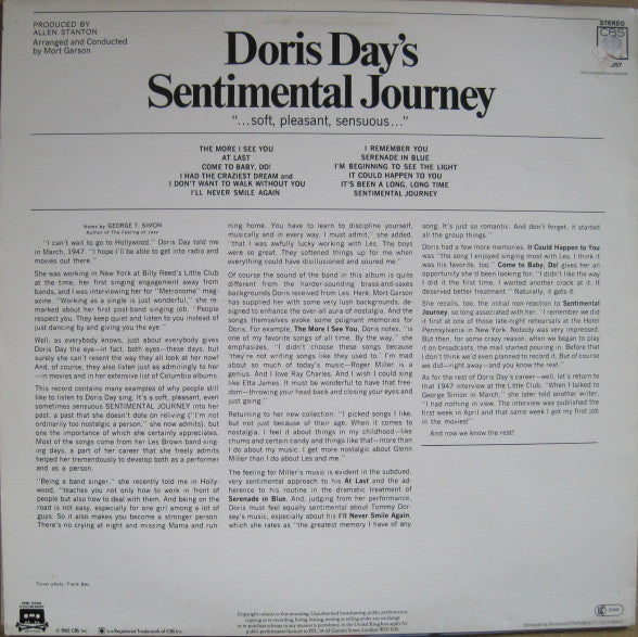 Doris Day : Doris Day's Sentimental Journey (LP, Album, RE)