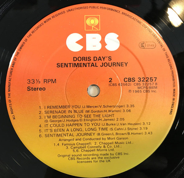 Doris Day : Doris Day's Sentimental Journey (LP, Album, RE)