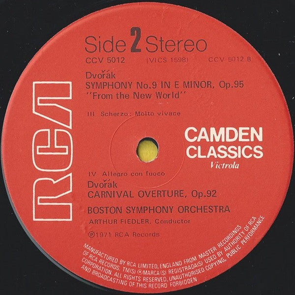Antonín Dvořák / Boston Symphony Orchestra / Arthur Fiedler : New World Symphony - Carnival Overture (LP, RE)